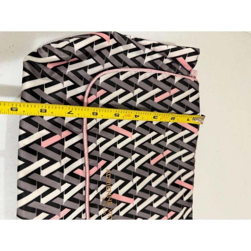 Adrienne Vittadini Studio Geometric Cosmetic Bag Pink Black Chevron Travel Pouch